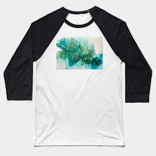 Whispy Teal & Gold Abstract Baseball T-Shirt